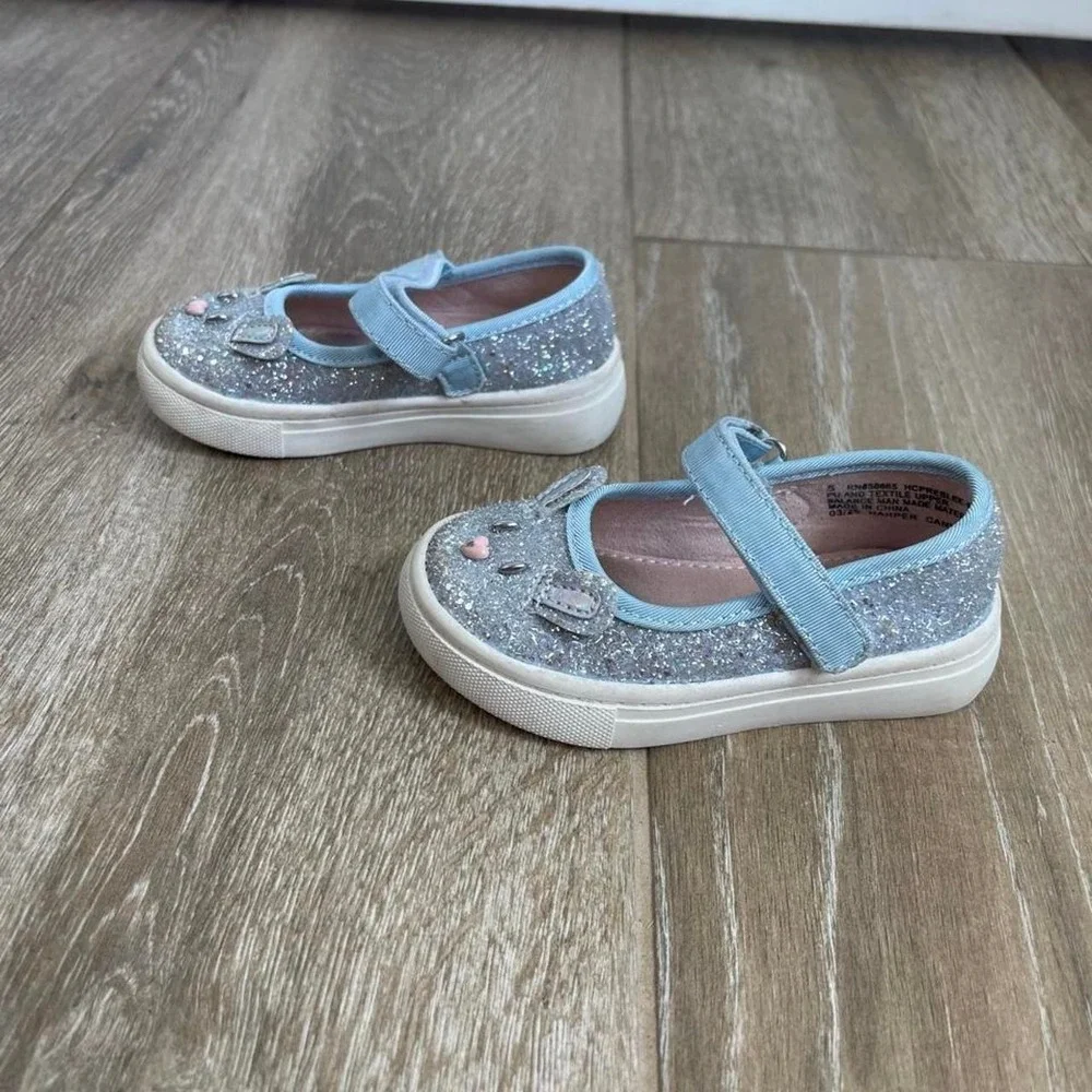 Harper Canyon Silver Glitter Bunny Mary Jane Shoes Toddler Size 5
